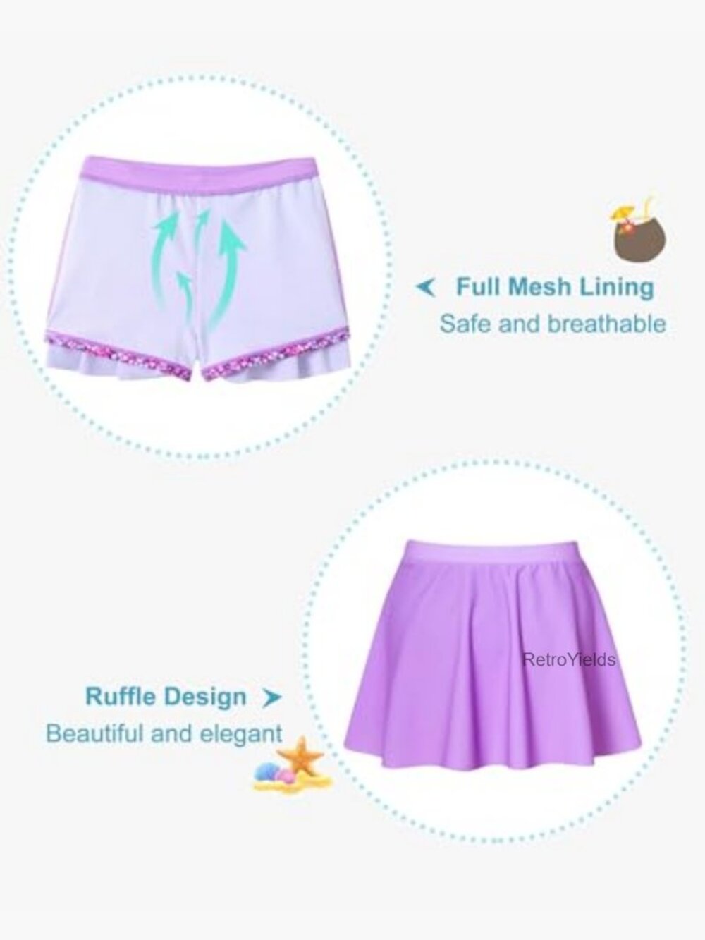 Girls Tankini Set with Boyshorts UPF 50+ 2-Piece Swimsuit - Picture 6 of 7